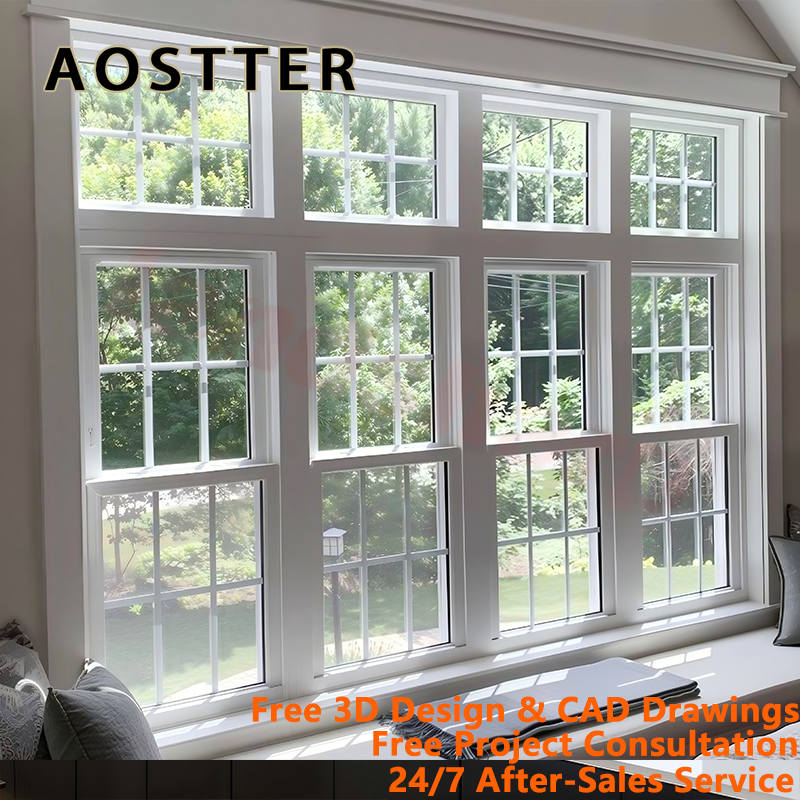 AOSTTER Residential Replacement Aluminum Vertical Sliding Window with Nailing Fin Double Hung Window