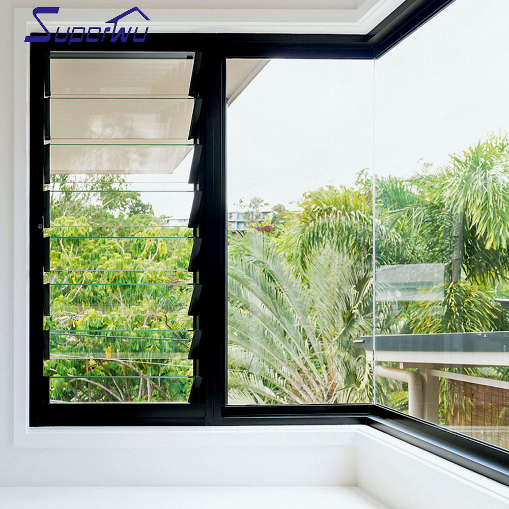 American Approve Standard Commercial System Aluminum Glass Louver Window Large Scale Shutter windows Toughened Glass