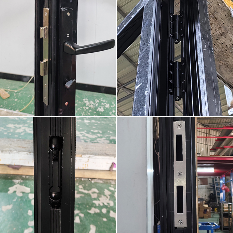 Balcony Exterior Aluminum Double Glass Modern Manual Swing French Doors Customized Black Decoration Finish for Villa &amp; Courtyard