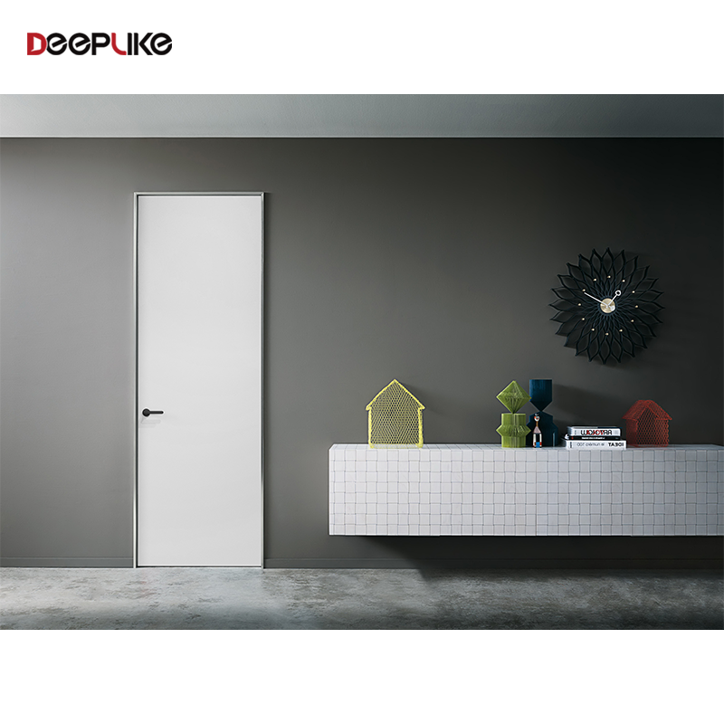 Modern Aluminum Frame Slab Interior Door Waterproof Polymer Solid Wood MDF Fire Prevention Finished for Villa Bedroom