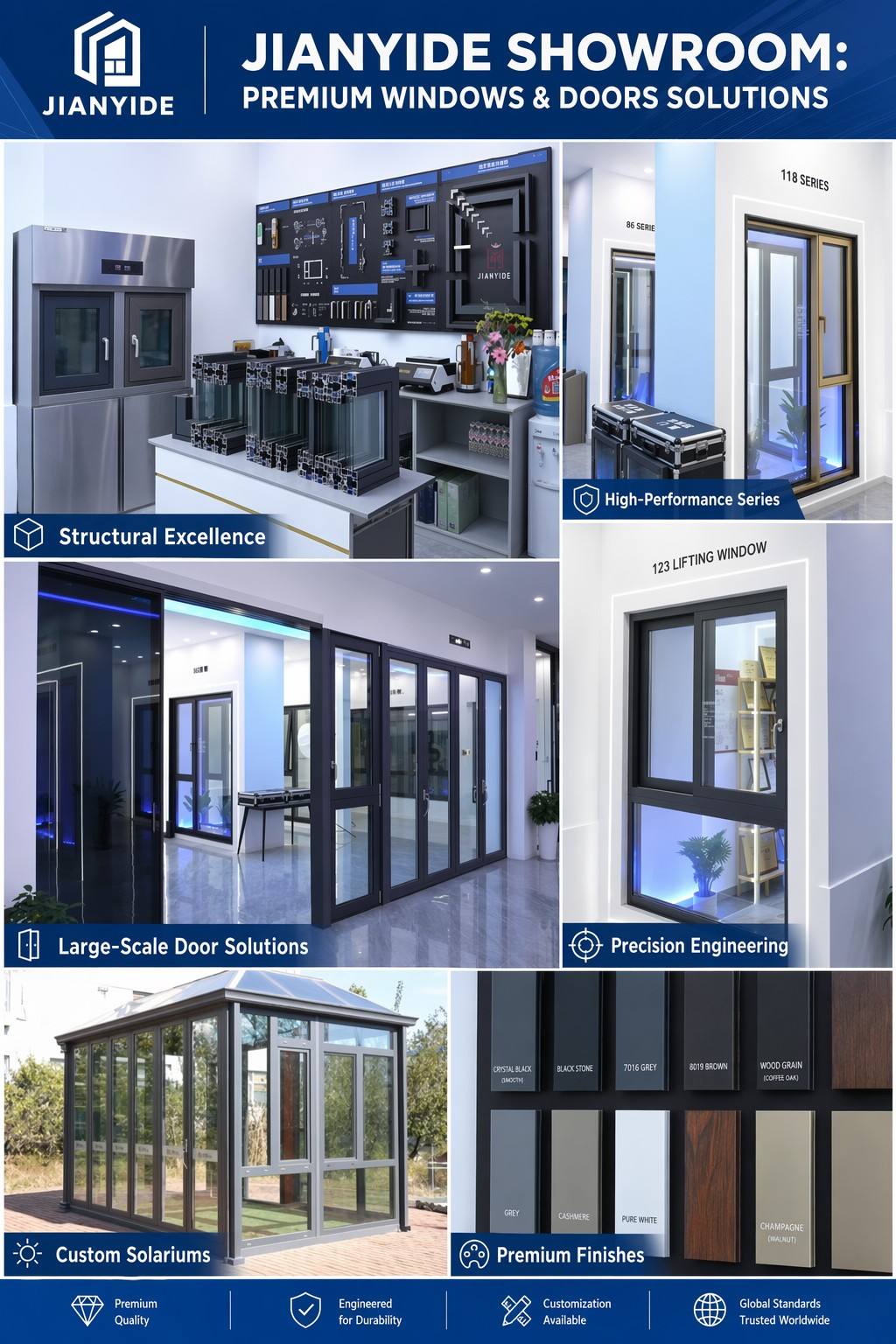Heavy Duty 86 Series Aluminum Casement Window, Large Section 798 Type Window Frame for Villa & House