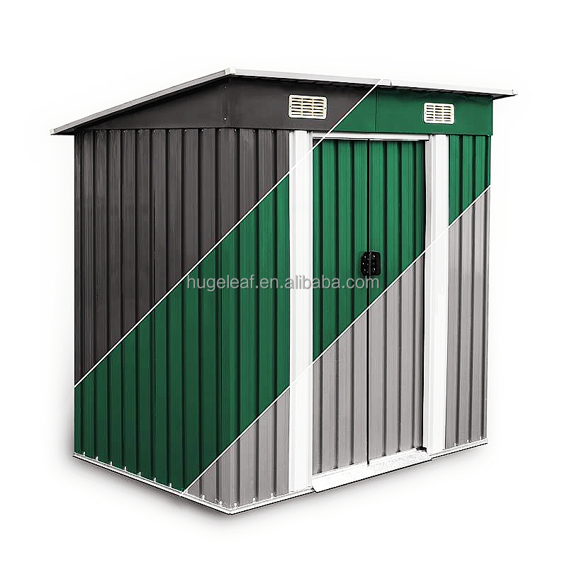 Metal Tool Storage Shed 122x196x181cm Waterproof Lockable Double Sliding Doors for Garden