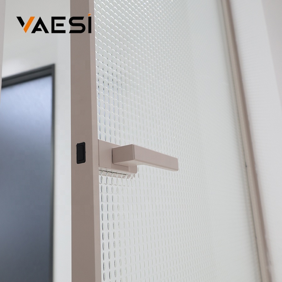 Custom Frosted Glass Shower Doors Single Swing Interior Water Resistant Modern Aluminium Bathroom Door