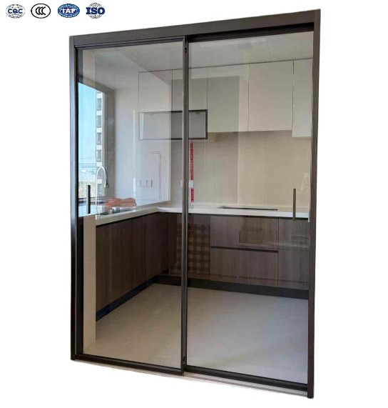 Aluminum Partition Door with Frosted Glass Soundproof for Bathroom Privacy Protection