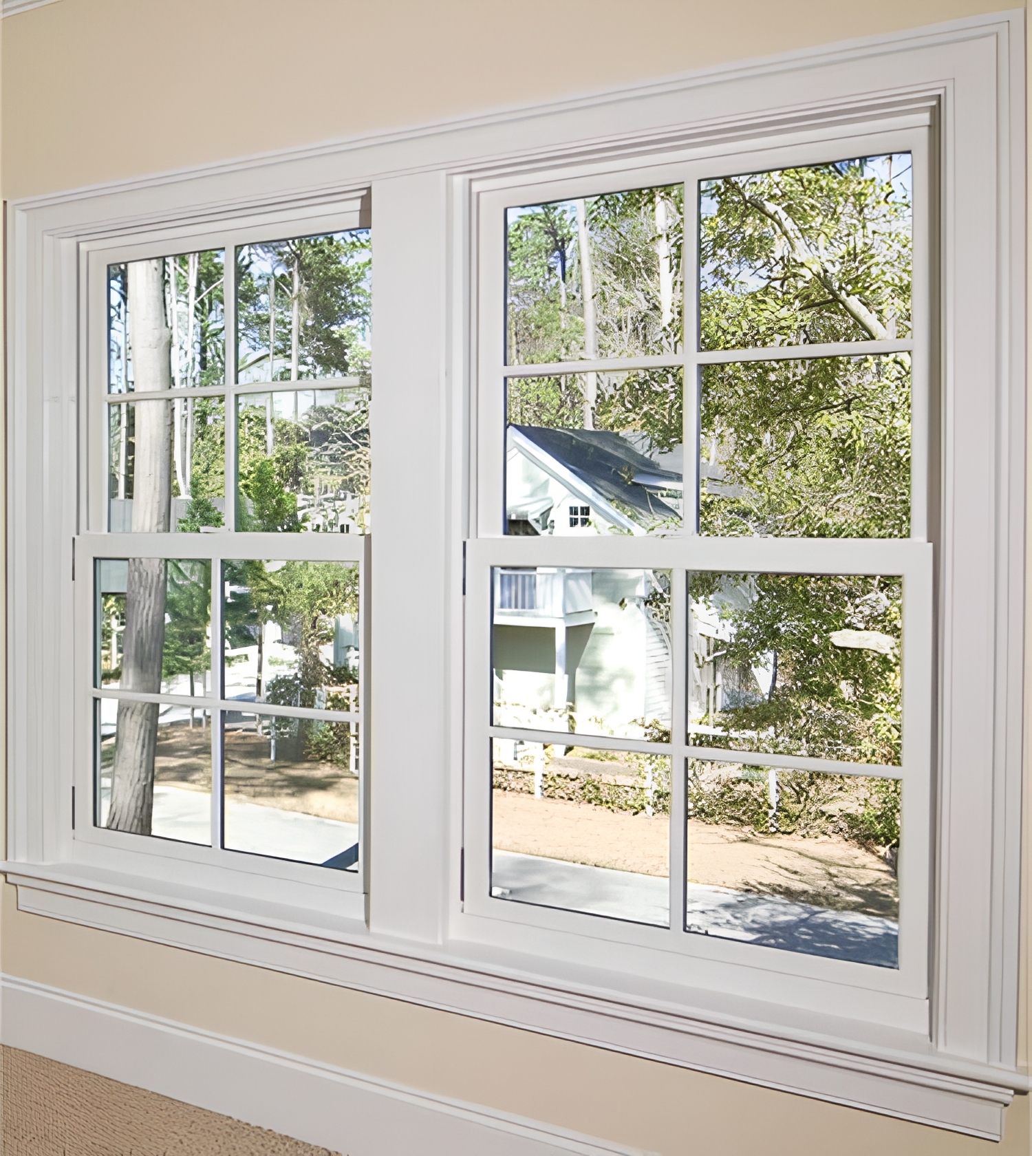 Double-hung Sliding Vertical Aluminum Alloy Windows Low-E Glass Stainless Steel Screen Modern Design Living Room Use Heat