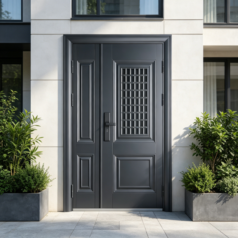 Durable High Quality Modern Swing Aluminum Alloy Door And Metal Frame For Villa Front Entrance Security