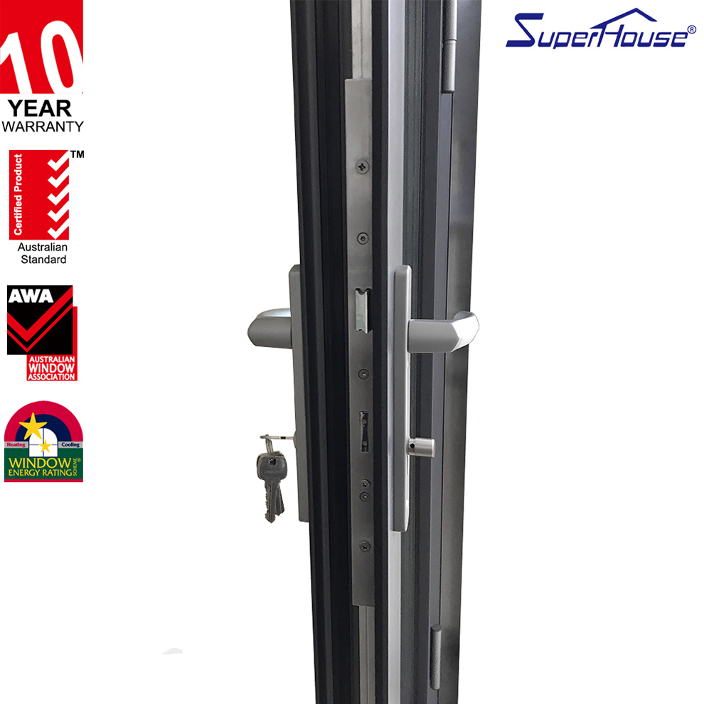 Design Waterproof Aluminium Double Glazing French Double Entry Storm Doors Superhouse Cheap French Doors AS2047 New Glass Steel