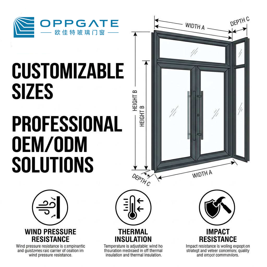 Aluminum Alloy Casement Hinged Door for Villa Apartment Hotel Office Exterior Front Entry Thermal Break Double Glazed Slim