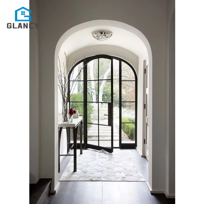 Black Aluminum Interior French Arch Door Aluminum French Glass Doors Black Aluminum Glass Interior French Door for Living Room