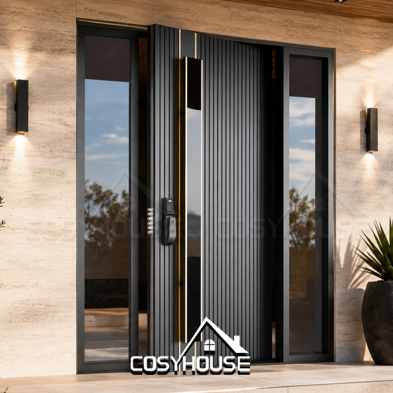 Custom Cast Aluminum Thermal Break Front Entry Door Modern Exterior Security Entrance Door for House Villa