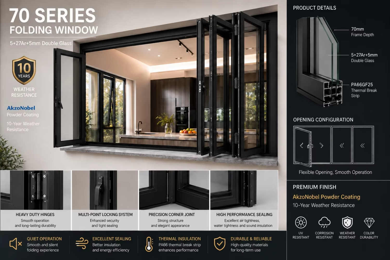 Thermal Break Modern Horizontal Aluminium Windows and Doors