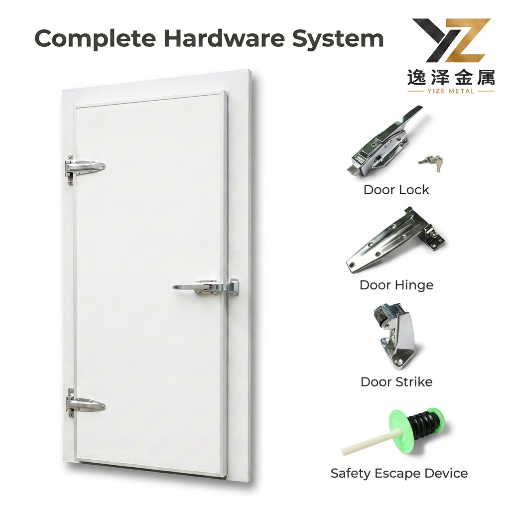 Stainless Steel &amp; PVC Aluminum Alloy Insulated Waterproof Semi Recessed Hinged Side Opening Modern Design Cold Storage Door