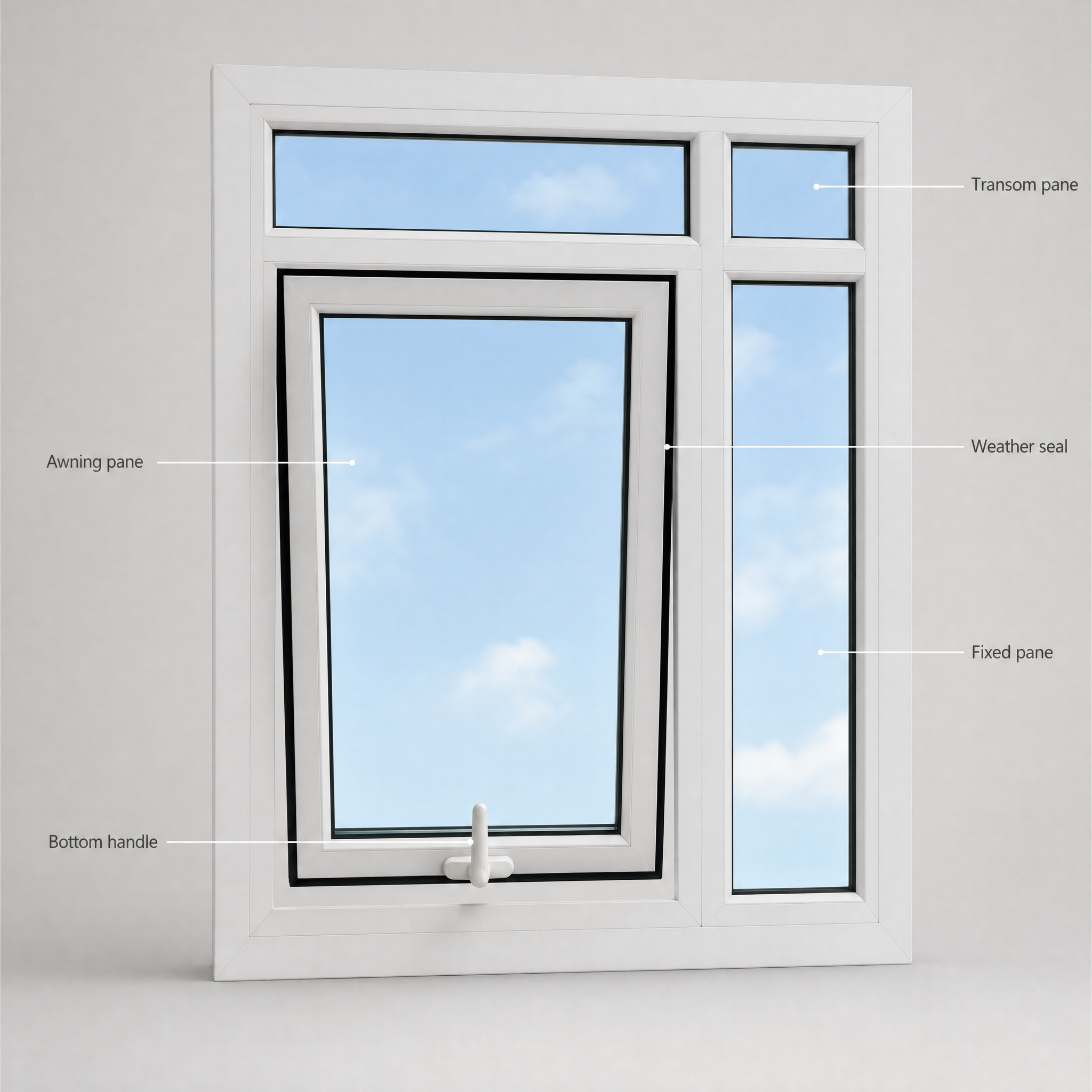 Thermal-Break Aluminum Alloy Outward Opening Hopper Window Triple Insulated Glass Sound Heat Insulation for Homes Villas