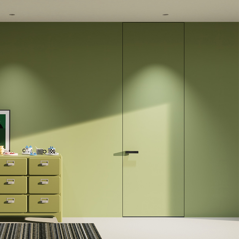 Custom Frameless Door Manufacturer Fire Rated Sound Proof Interior Aluminum Wooden Hidden Frame Door For Commercial Project