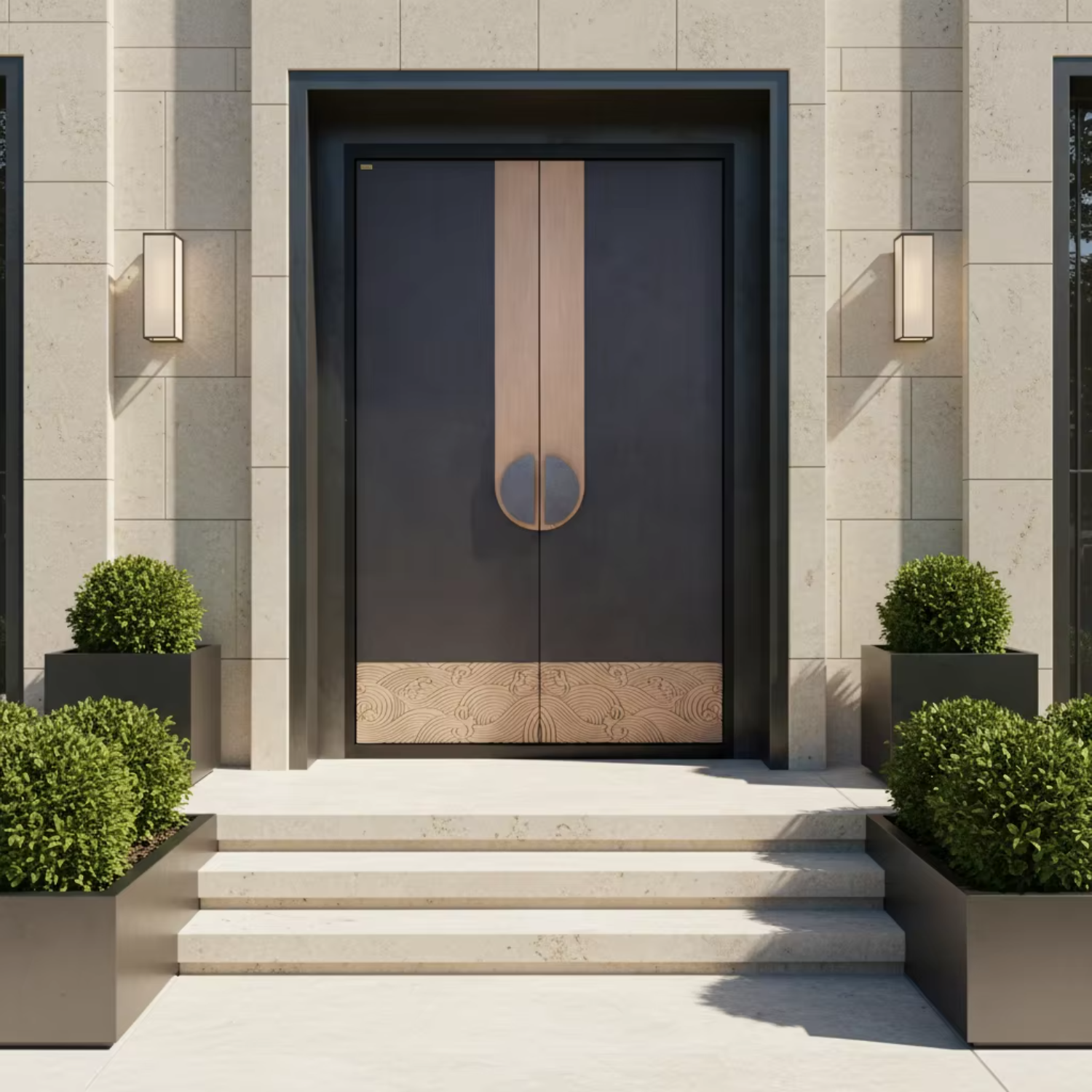 Elegant Aluminum Alloy Kaleidoscopic Crystal Anti-Theft Swing Entry Door for Villa Decoration