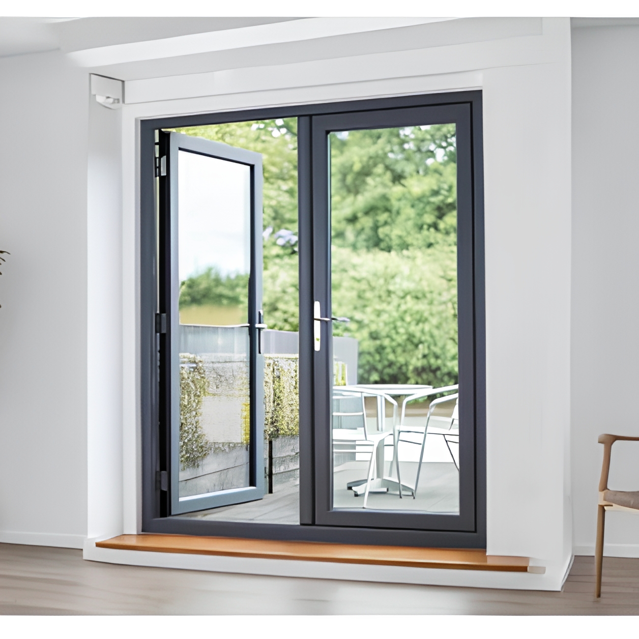 Slim Frame White Aluminum Hinged Door Minimalist Interior Swing Door Soundproof Waterproof for Kitchen Bathroom Bedroom