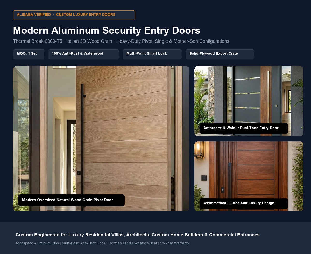 European Aluminum Alloy Steel Front Entry Door Detail 1