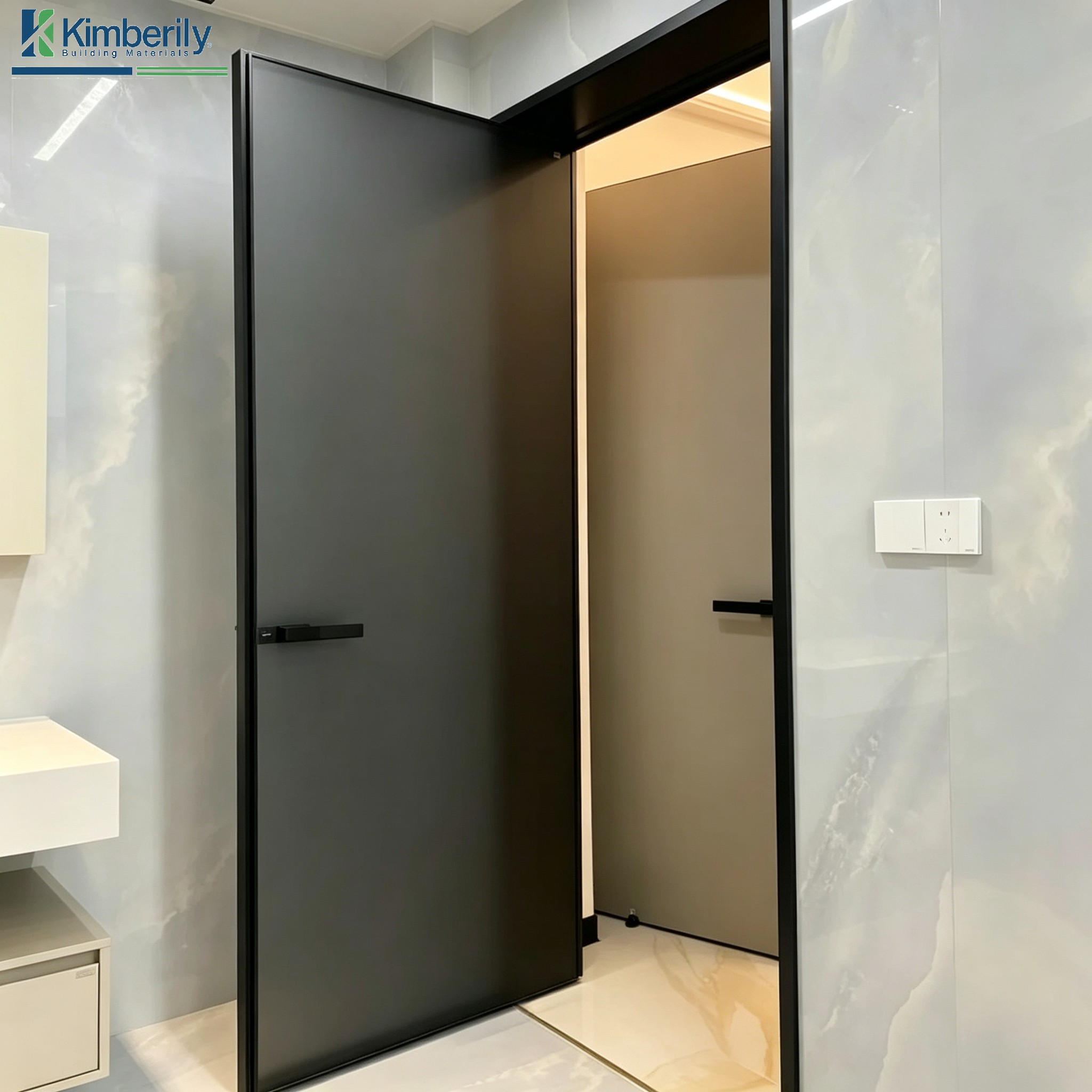 Simple Modern Aluminum Casement Door Smooth Surface Color Custom Sound Insulated Door for Office Residential Renovation