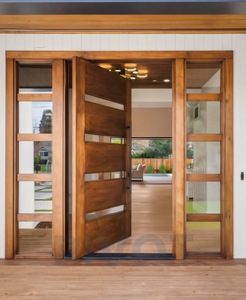 Domex Weatherproof European Aluminum Alloy Steel Wood Grain Front Entry Door