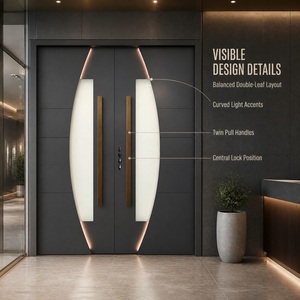Hot Sale Thermal Break Aluminum Metal Door With Insulated Glass For Villa Main Entrance