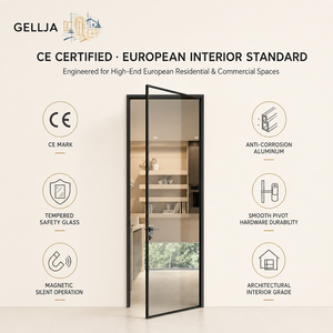 Modern French Design Narrow Frame Aluminum Glass Vertical Door