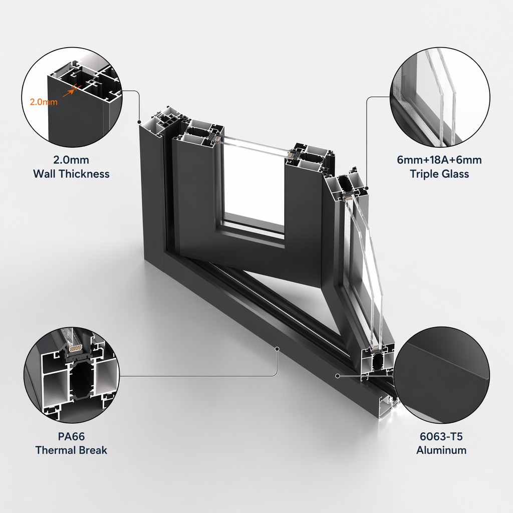 Space Saving Modern Aluminum Folding Glass Door Weatherproof Accordion Door for Courtyard &amp; Balcony