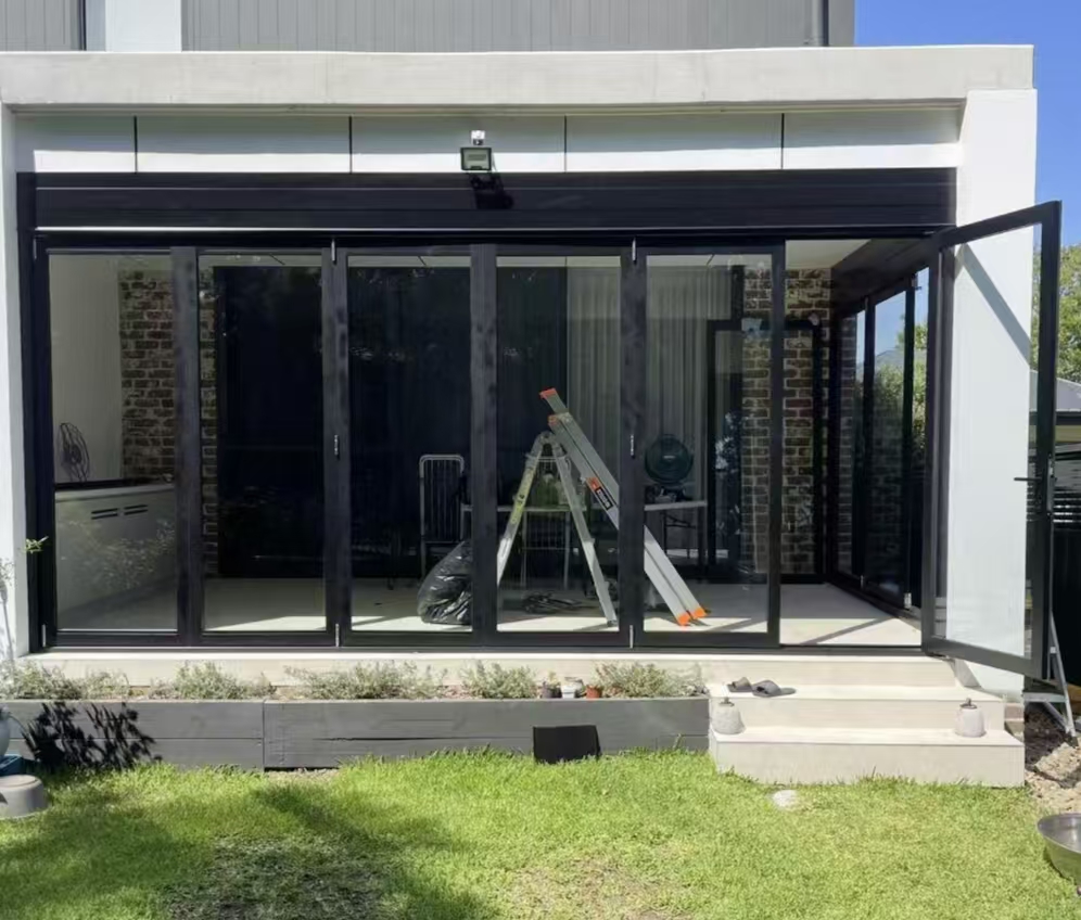 High Tightness CE Approved Modern Glass Aluminum Frame Folding Door for Exterior Entry and Commercial Use