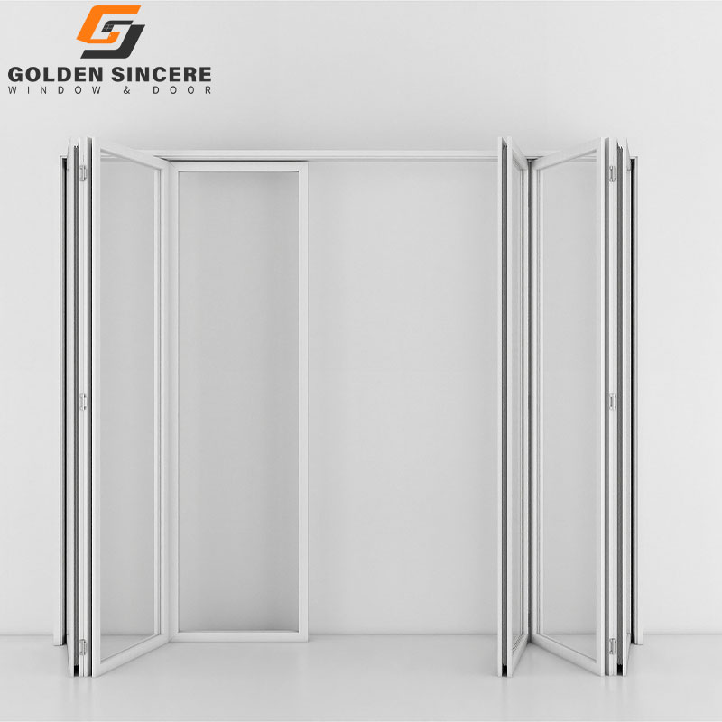 GS Hot Sale Aluminium Bifold Patio Doors with Double Glass Stainless Steel Screen Netting Exterior Folding Door