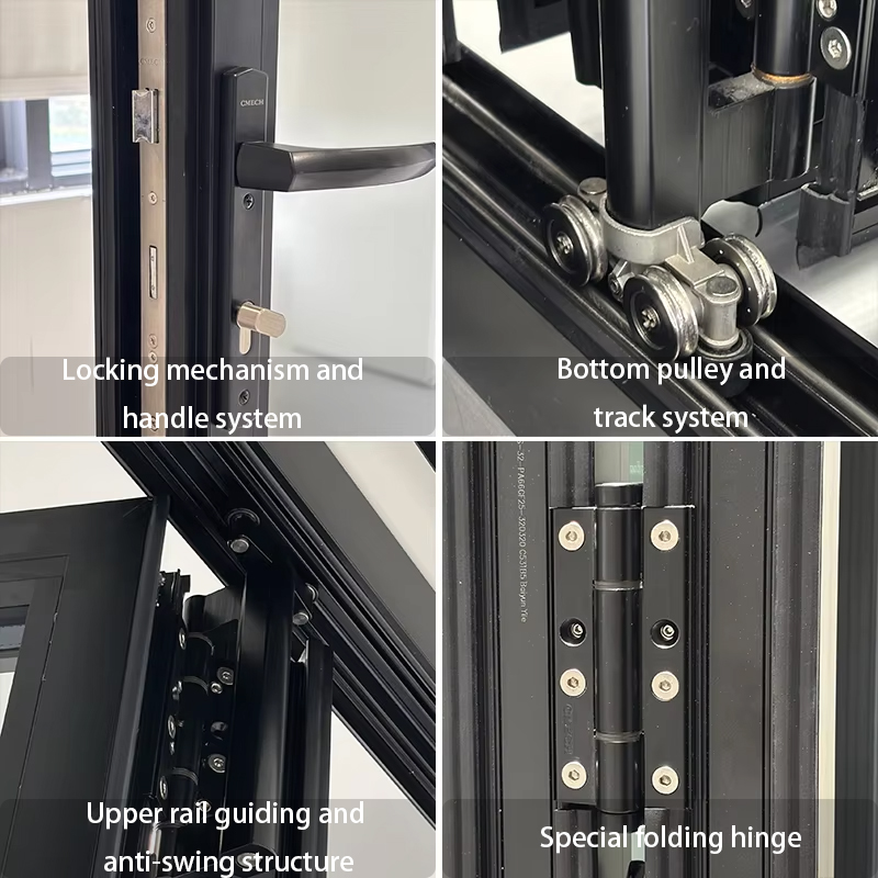 Veranda Folding Patio Door Aluminum Double Tempered Glass Covered Porch Outdoor Design Waterproof Weatherproof Seal System