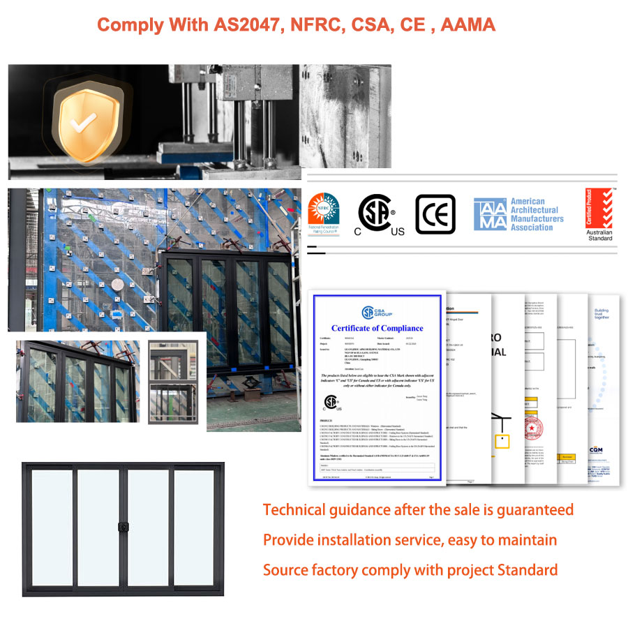 Apro Nrfc/CE/AS2047/ENERGY STAR Aluminum Hurricane Resistant Aluminum Sliding Balcony Door for Apartment / Resident/ Villa