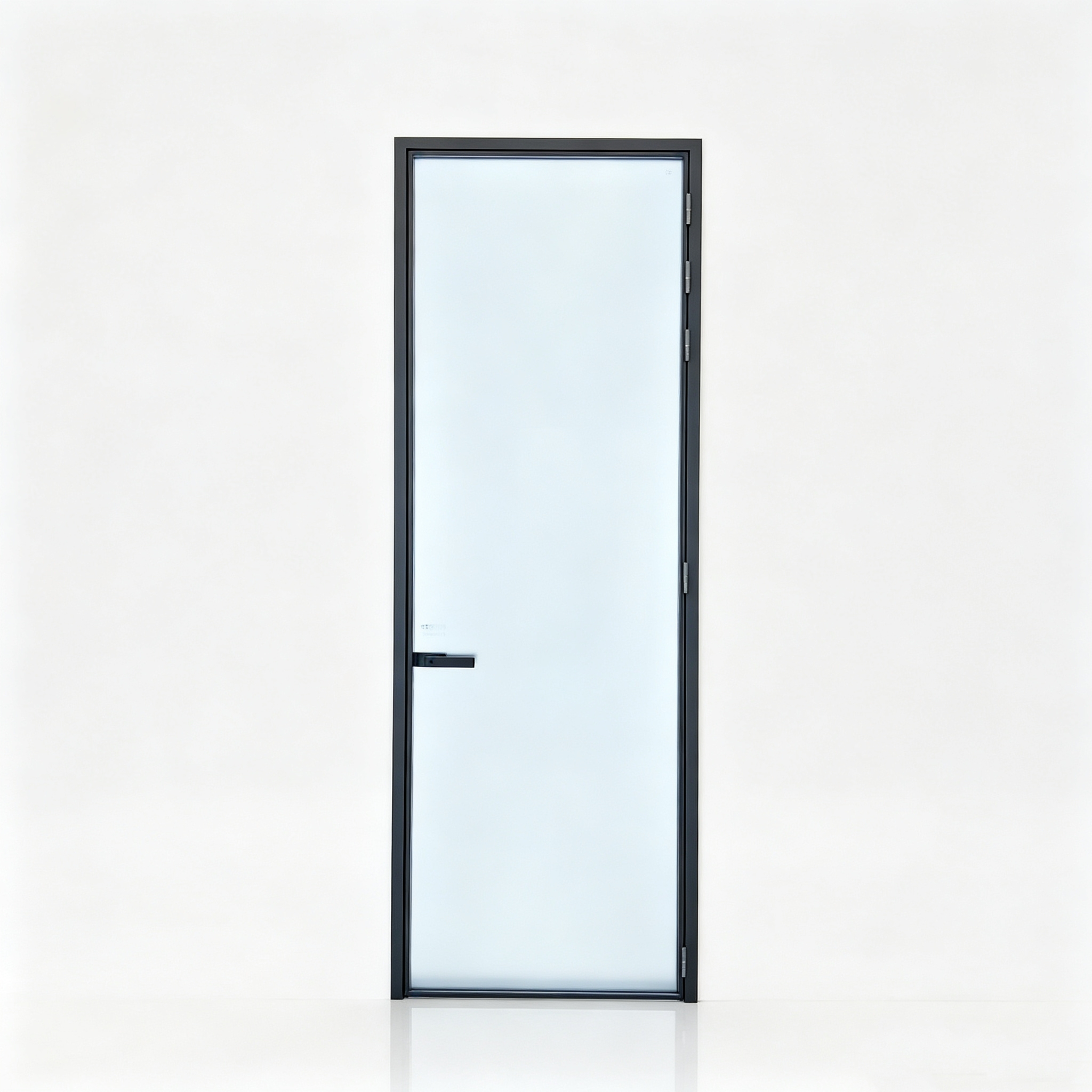 Modern Slim Frame Aluminum Glass Swing Door For Bathroom Waterproof Anti-rust Internal Door With Frosted Fluted Tempered Glass