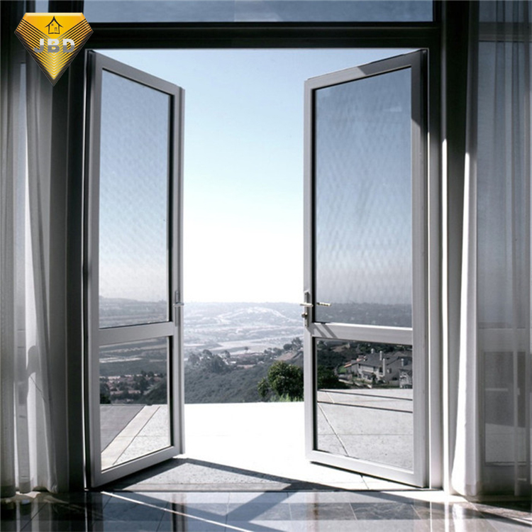 French Open Aluminum Alloy Steel Glass Door Construction
