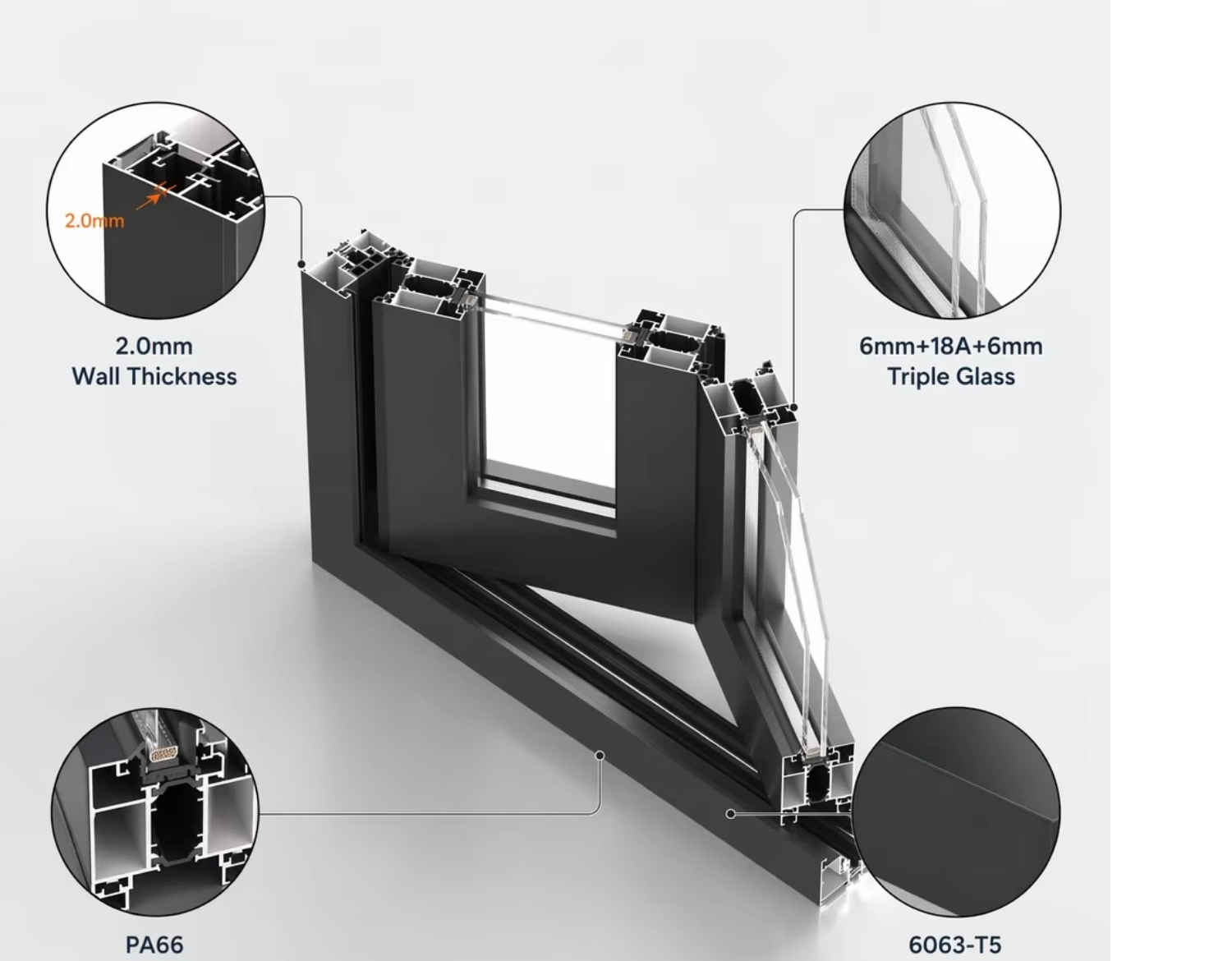 Top Manufacturing Modern Folding Door Windows Thermal Insulated Low-E Aluminium Double Tempered Glass Entry Exterior Patio Mall