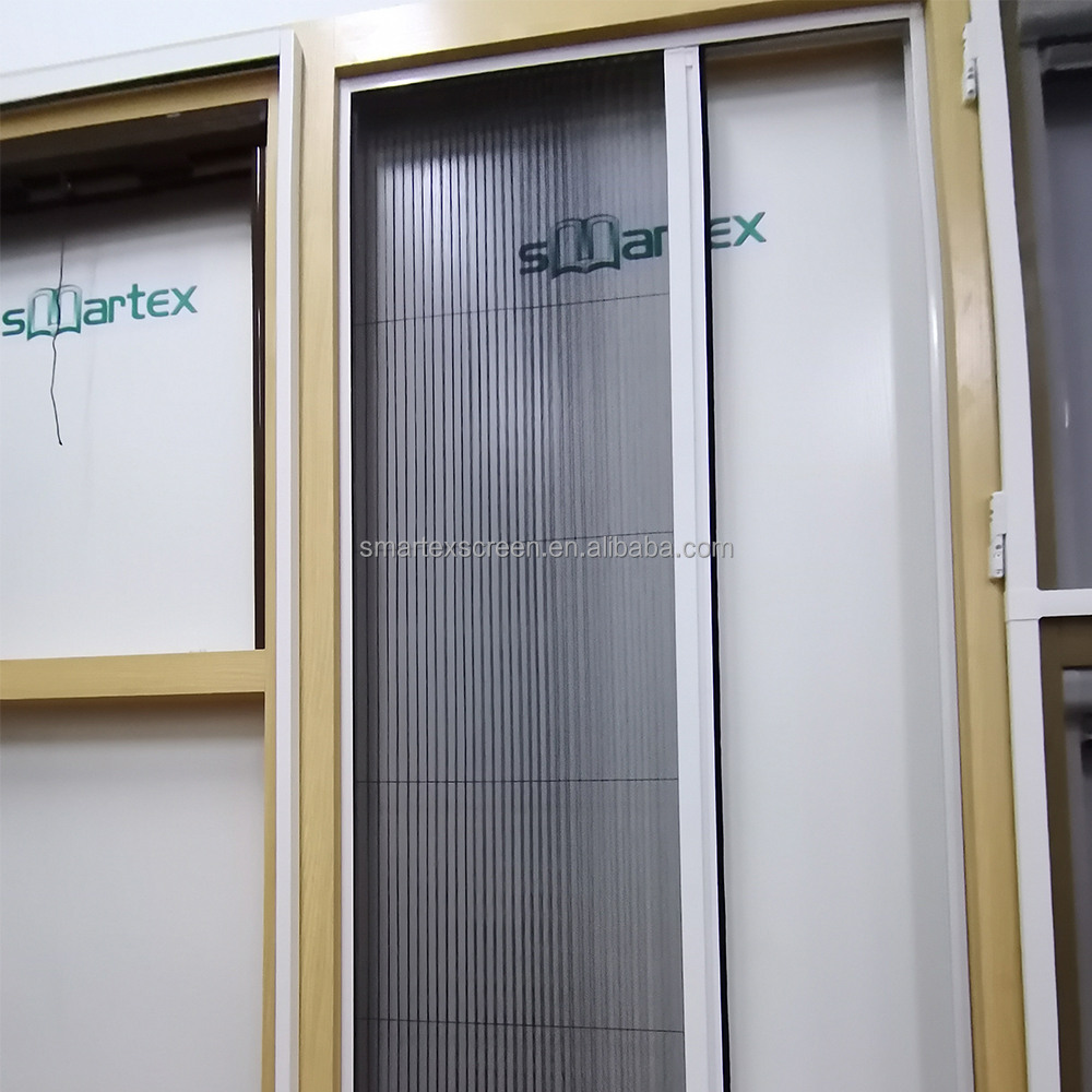 Retractable Screen Mosquito Nets Aluminum Alloy Frame Horizontal Rolling Fiberglass Mesh Pleated Mesh Folding Screen Door
