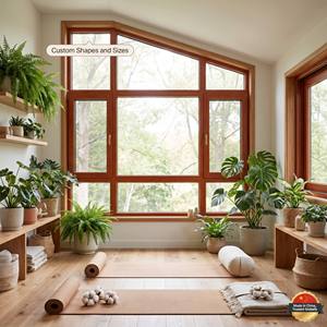HUACAI Thickness Luxury Aluminum Wood Casement Window German Noto Hardware