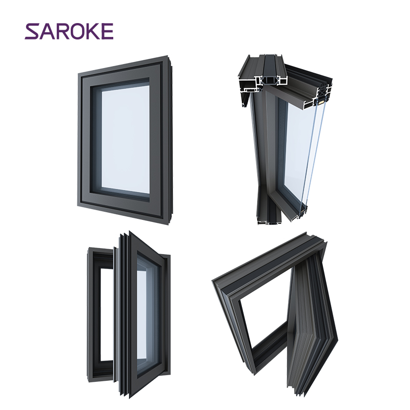 1.5 X1.5 6x8 Triple Pane Bathroom Rectangular Glazed Glass Aluminum Fixed windows
