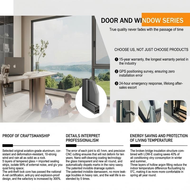 Factory Direct Double-Hung Windows Interior Window with Low-E Glass and Aluminum Alloy Frame Sliding Vertical Design