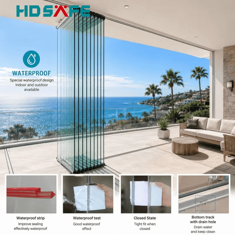 Factory Custom Slim Frame Aluminum Bifold Door Panoramic Folding Glass Door For Balcony, Patio &amp; Sunroom