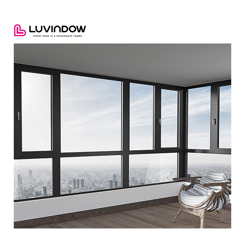 Modern Style Tilt Turn Window Low-E Glass German Hardware Aluminium Frame Swing Open for Villa-Double Glazing Horizontal Opening
