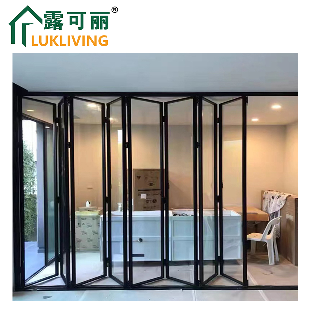 Lukliving Hot Sale Aluminum Folding Door Folding Crystal Doors