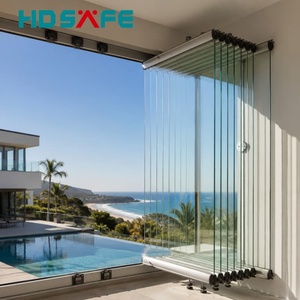 Panoramic Frameless Folding Glass Window Aluminum BiFold Window System