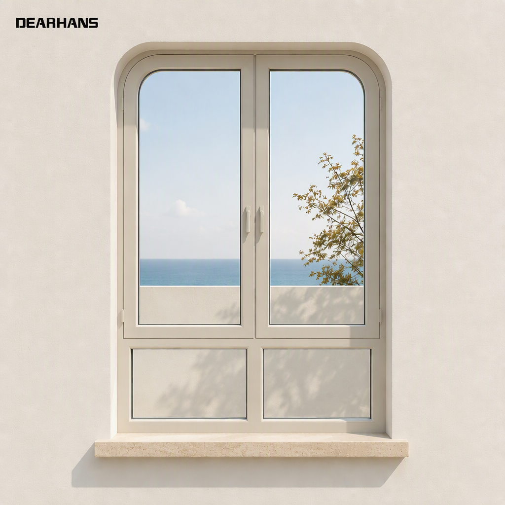 Custom Geometric Design Aluminum Casement Window Free Form Shape Double Glass Project Solution Modern Aluminum Casement Windows