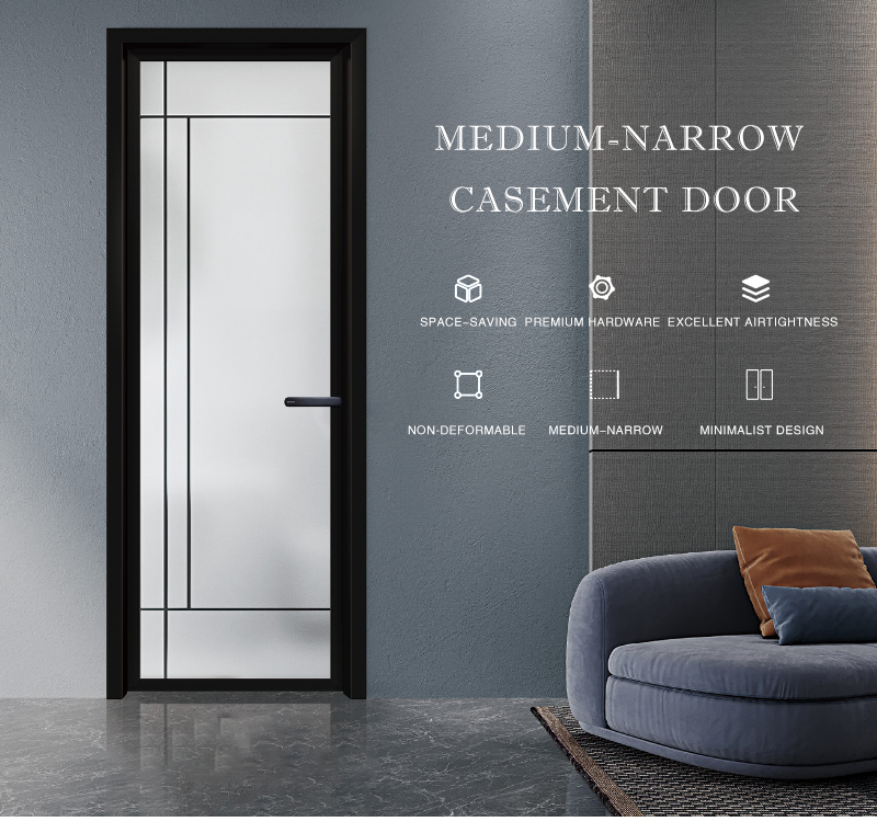 10 Years Warranty Factory Price Ultra Slim Aluminum Alloy Frame Swing Door Interior Glass Door with High Quality Silent Lock
