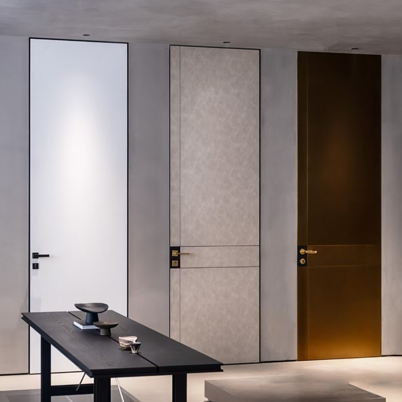 Custom Frameless Door Manufacturer Fire Rated Sound Proof Interior Aluminum Wooden Hidden Frame Door For Commercial Project