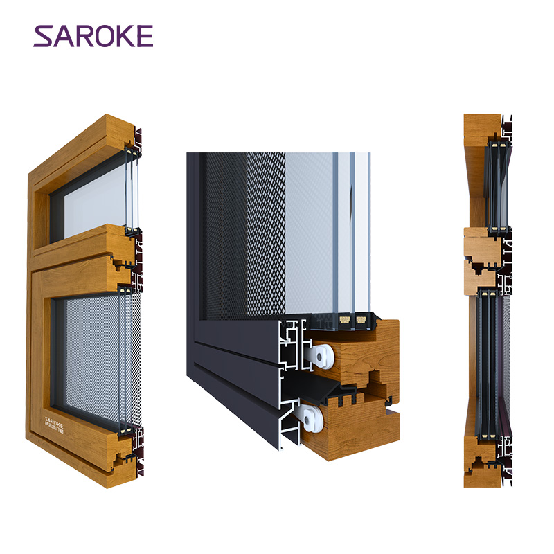 Premium Wood Grain Finish Aluminum Clad Wood Casement Windows For Timber Cladding Houses
