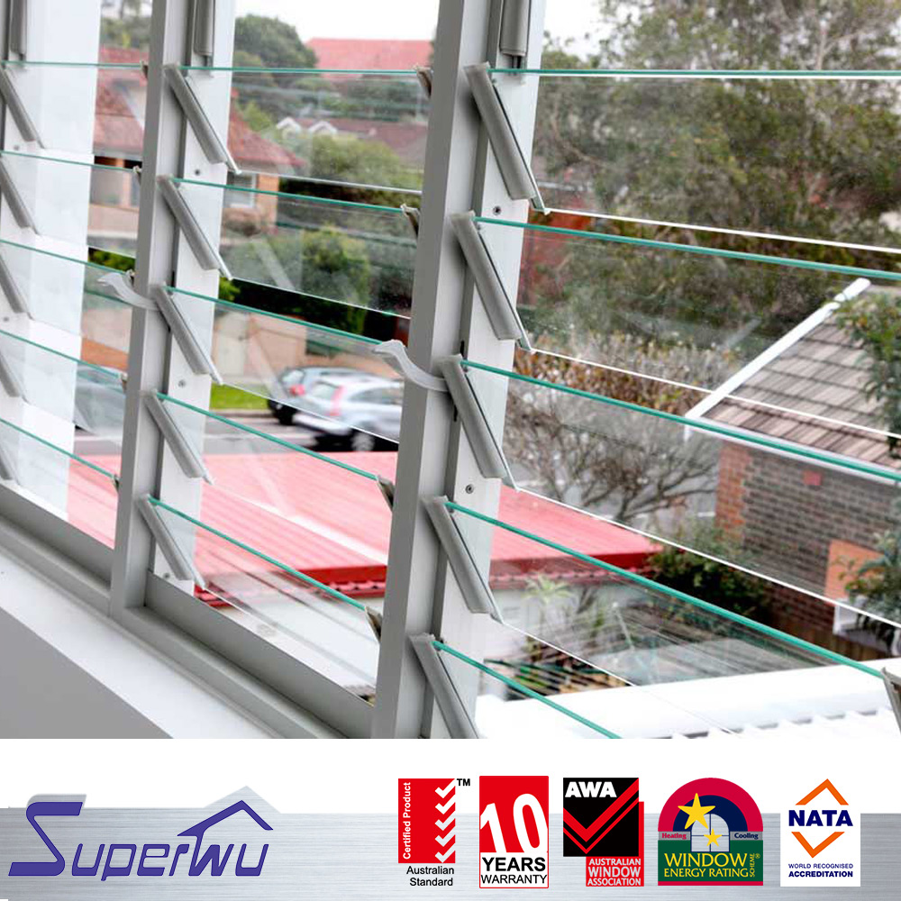 American Approve Standard Commercial System Aluminum Glass Louver Window Large Scale Shutter windows Toughened Glass