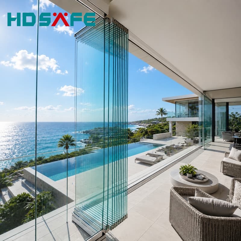 Premium Aluminum Bifold Patio Doors With Large Opening Folding Glass System For Modern Homes &amp; Villas