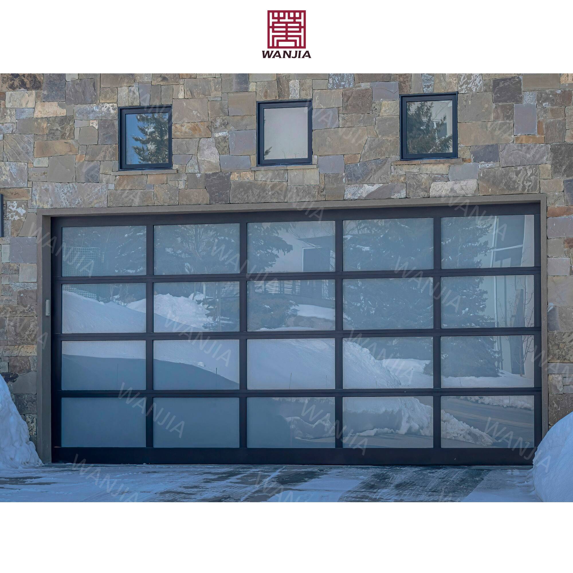 WANJIA Waterproof Aluminum Door for House Exterior Glass Garage Door Insulation Garage Door