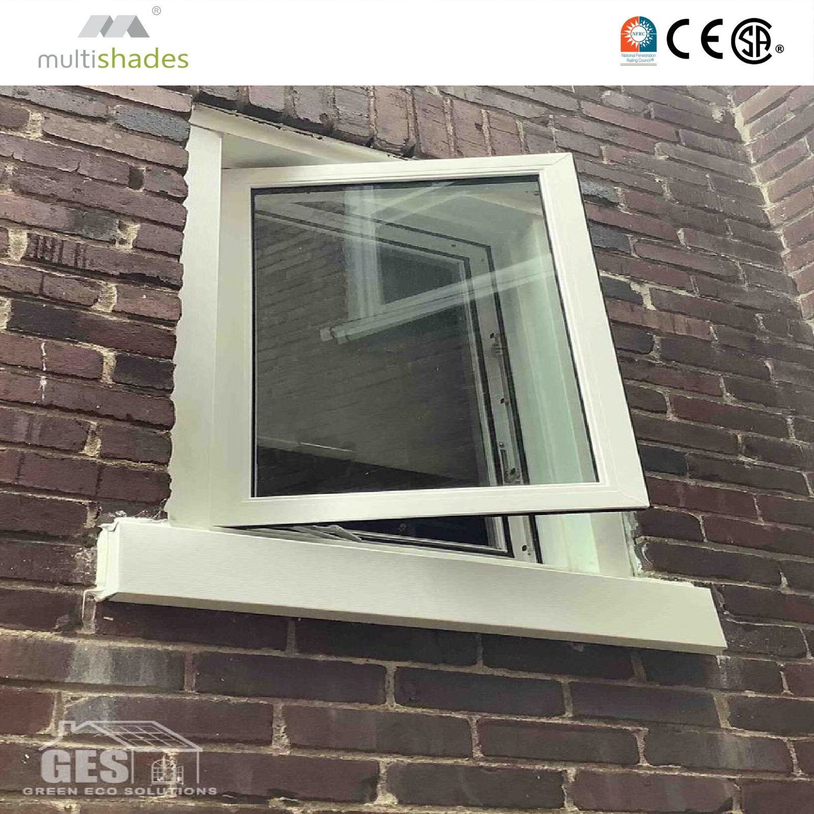 Multishades NFRC Modern Design Replacement Low-E Triple Glazed Aluminum Casement Window Slim Frame Soundproof for House