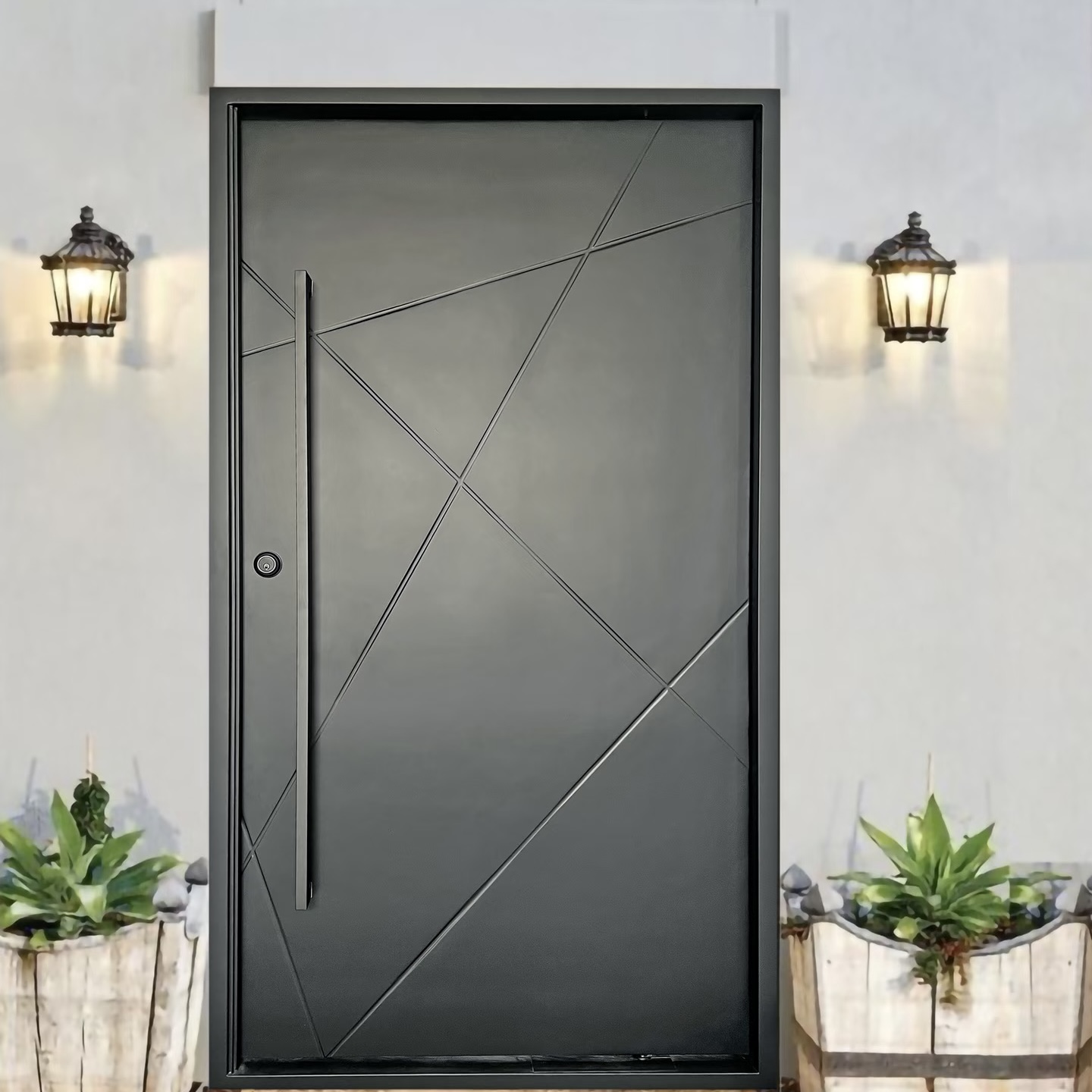 Aluminum Alloy Entry Doors Pivot Door Hidden Pivot Structure Large Opening Angle Waterproof European Design Exterior Front Door